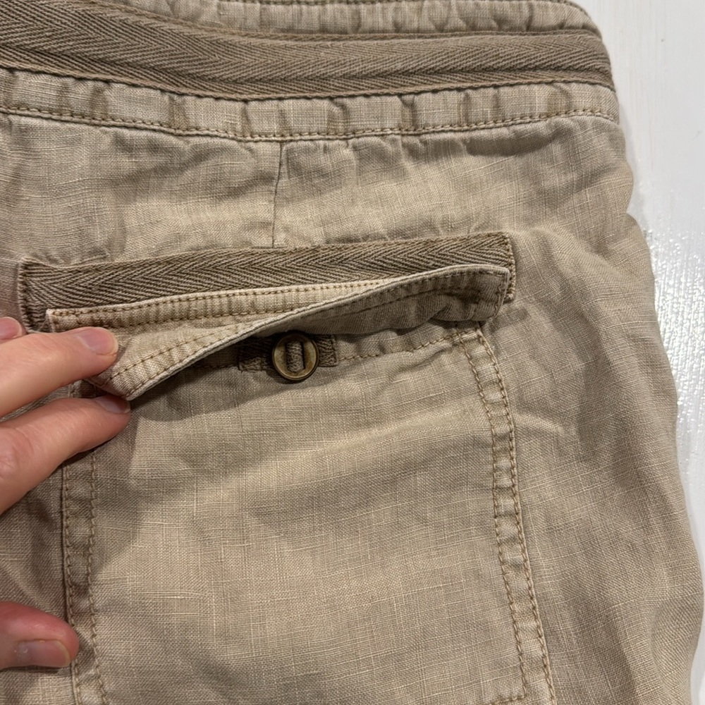 Michael Stars 100% Linen Drawstring Shorts Tan Beige Relaxed Fit Size Small - Picture 7 of 10